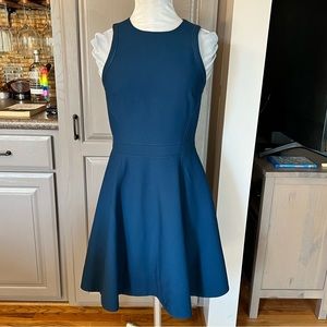 Cinq a Sept Teal Blue Fit and Flare Mini Sleeveless Dress